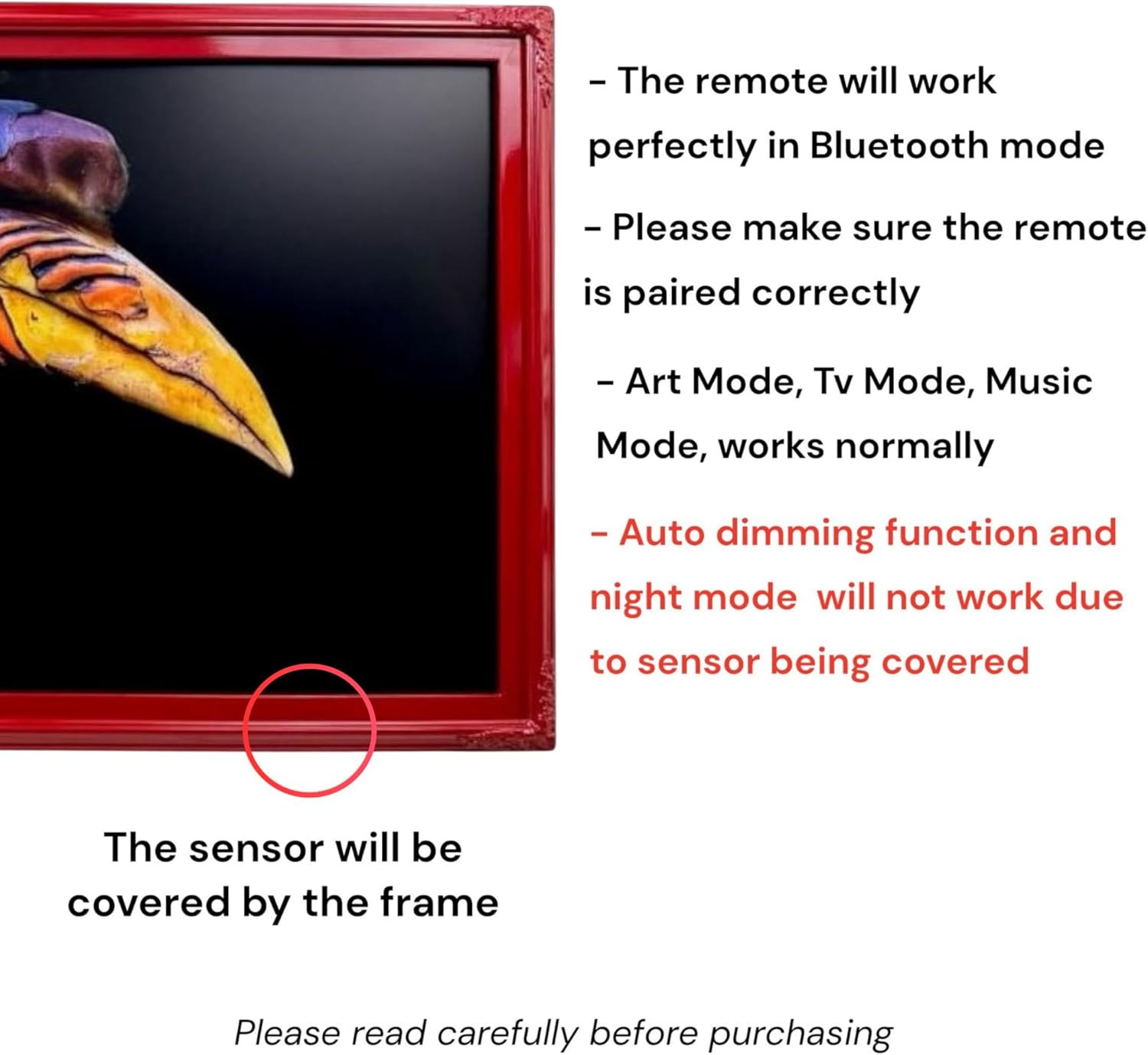 32, 43, 50 & 55 Inch Handmade wood ornate TV Frame for Samsung The Frame TV. GLOSSY RED (not for use with other models) (43 INCH)