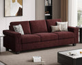 COPIAE 3 Seater Sofa Couch with Deep Seat, 90' Modern Upholstered Sofa with Armrests, Easy Installation, Comfy Couches for Living Room, Apartment, Burgundy