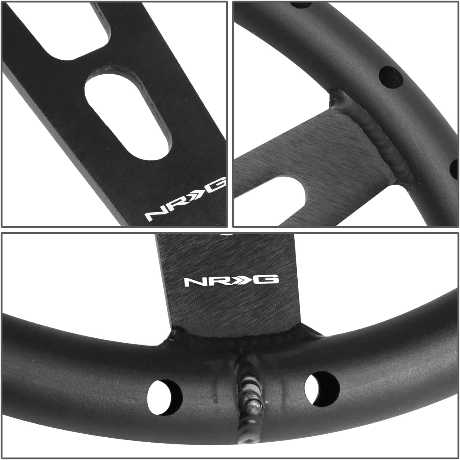 NRG Innovations NRG-RST-025MB Reinforced Steering Wheel 380mm Sport Full Aluminum Light Weight Welded Steering Wheel
