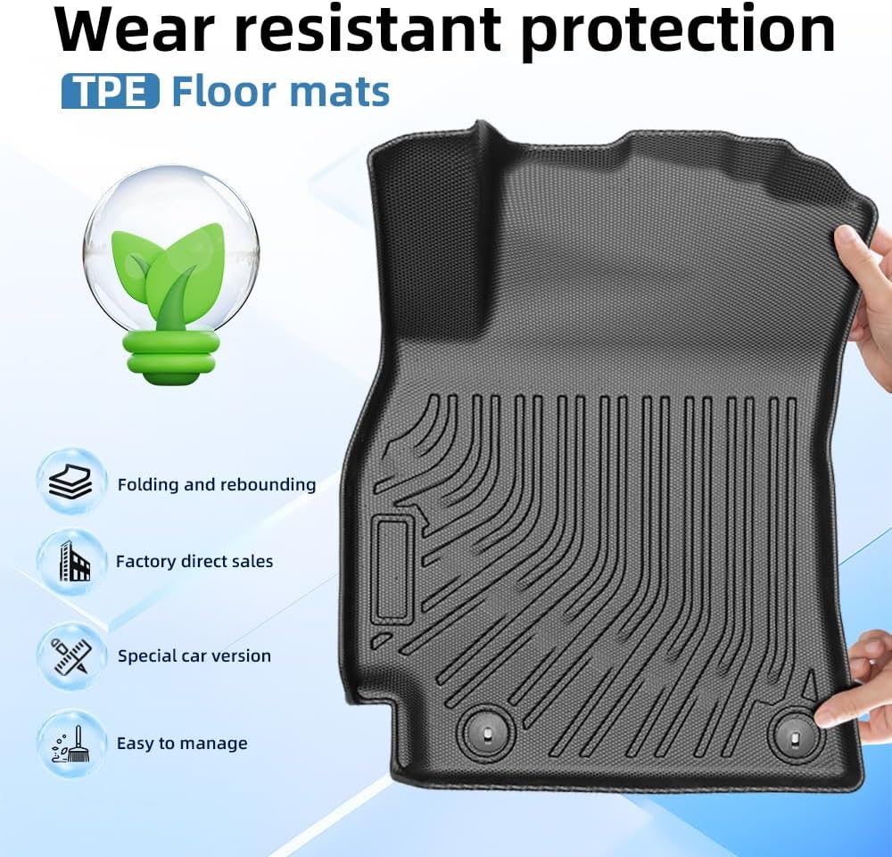 All-Weather Floor Mats for 2025 2026 Kia K4 (All Trims: LX/LXS/EX/GT-Line/GT-Line Turbo) - 6Pcs Full Set Custom Fit TPE Floor Liners & Cargo Mat & Backrest Protector for Kia K4 2026 Accessories Black