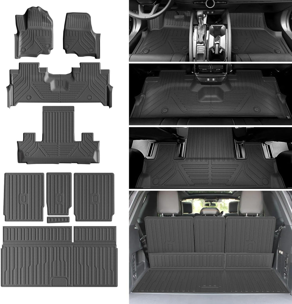 xipoqix 7 Seats Floor Mats Cargo Mat Backrest Mat Compatible with 2025 2026 Ford Expedition Replacement for 2025 2026 Ford Expedition Accessories (Trunk Mat+Backrest Mats+Floor Mats)