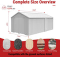 12x20FT Outdoor Metal Storage Shed, Galvanized Steel Portable Building with Double Swing Doors, Heavy-Duty Carport for Tools, Motorcycle, Equipment Storage