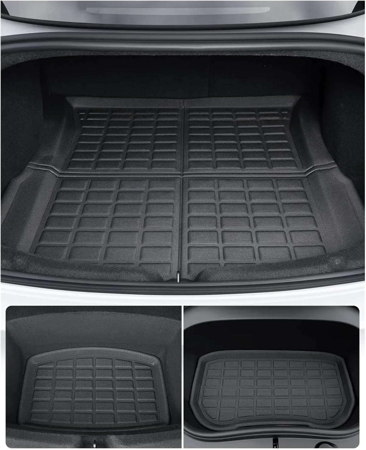 Compatible with Tesla Model 3 Highland 2024 XPE Floor Mats, All Weather 3D Waterproof Scratch Trunk Mat Cargo Liner Backrest Mats(3PCS RHD Floor Mats)