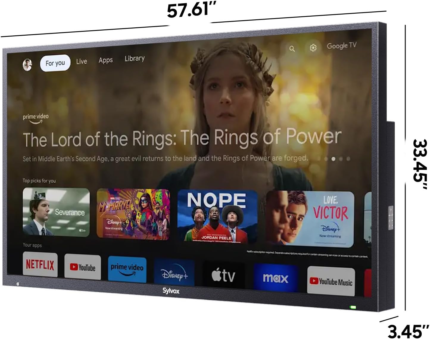 SYLVOX Outdoor TV with Wall Mount & Cover, 65 inch 4K UHD QLED Smart TVs, Weatherproof, IP56 Waterproof, 1000 Nits Partial Sun, Support Google Assistant, Wide Viewing Angle (2026 Model)