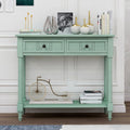 Merax Wood Sofa Table Console Table,Entryway Table Traditional Design with Two Drawers and Bottom Shelf for Living Room,Hallway,Dining Room,Retro Blue