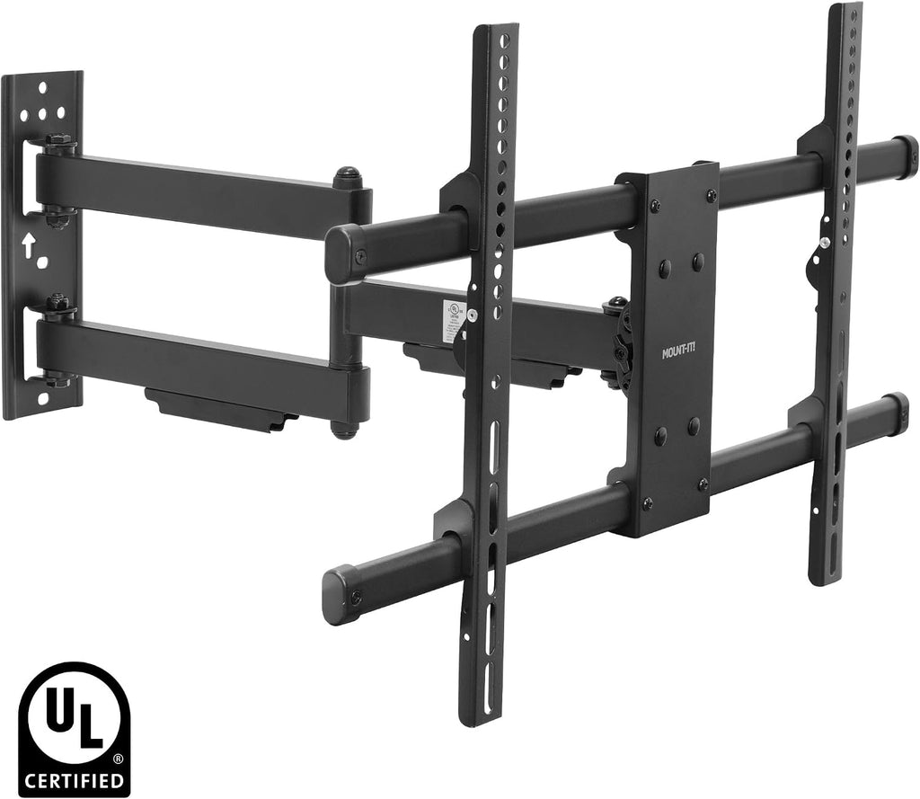 Mount-It! UL Certified Heavy Duty Full Motion TV Wall Mount for Most 37-80 Inch Flat Screen TVs, Wall Mount Bracket Max VESA 600x400, Holds up to 110lb, Full Motion TV Mount 55 inch, 65 inch, 80 inch