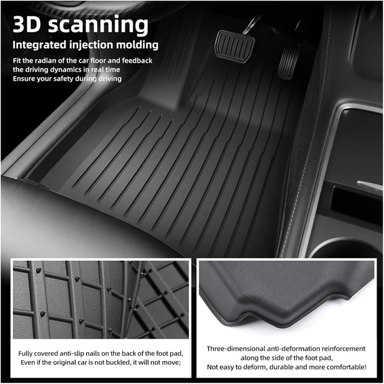 Floor Mat Compatible with Tesla Model 3+ 2024 Highland TPE Front Rear Lower Trunk Mats All Coverage Anti-Slip Cargo Liner Pads(M3 Upper Trunk Mat)