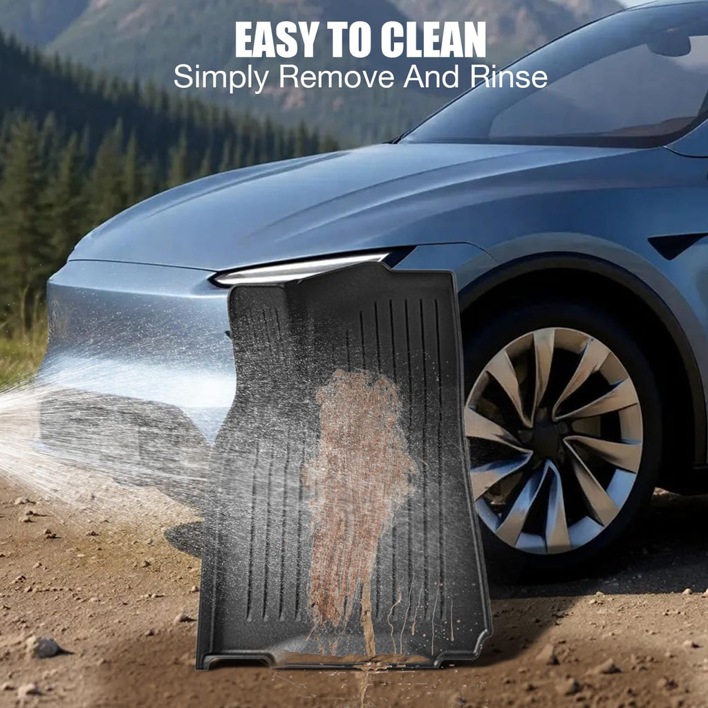 All-Weather Floor Mats Compatible with Tesla Model Y Juniper 2025 2026 (Not for Standard),TPE Set with Trunk Sill Protector & Rear Seat Back Cover, Custom Fit for 5-Seater(8PCS)