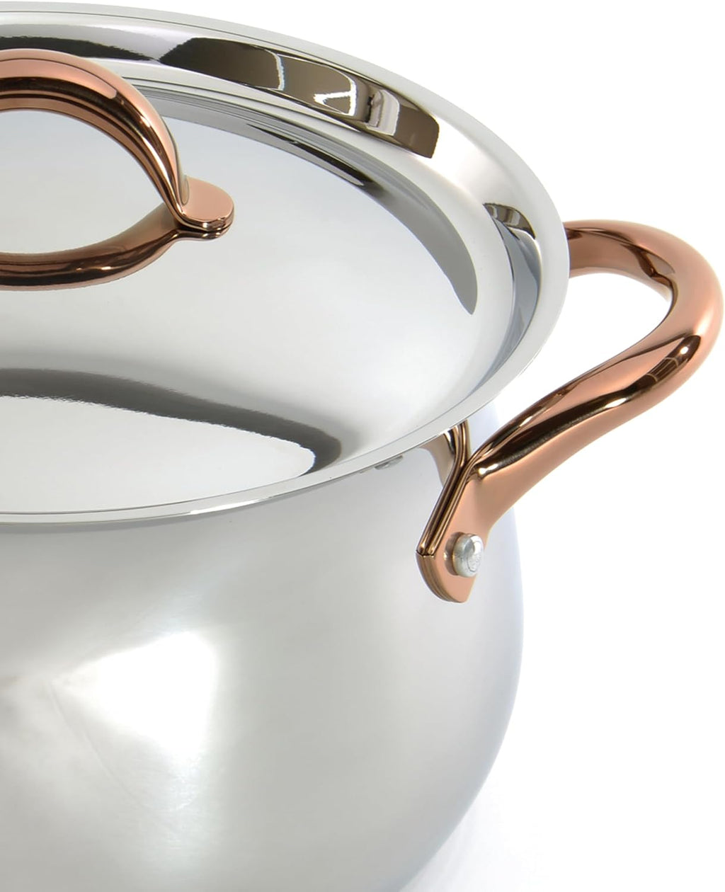 BergHOFF Ouro Gold 18/10 Stainless Steel 17Pc Cookware Set With Lids, 11Pc Induction Pots and Pans and 6Pc Bamboo Cooking Utensils Set PFOA-free, Rose Gold Handles