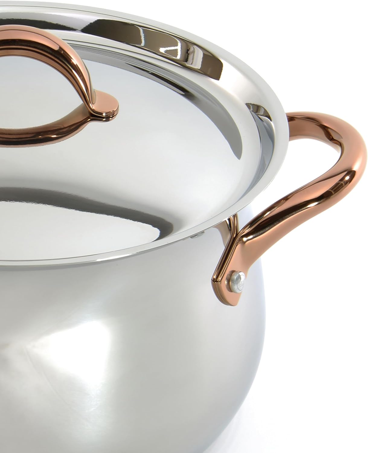 BergHOFF Ouro Gold 18/10 Stainless Steel 17Pc Cookware Set With Lids, 11Pc Induction Pots and Pans and 6Pc Bamboo Cooking Utensils Set PFOA-free, Rose Gold Handles