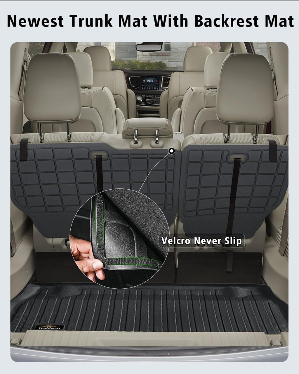 Floor Mats & Cargo Liner for Chrysler Pacifica 2017-2025 2026 Gas 7-Seater Touring (Non Hybrid&Non Pinnacle) All Weather TPE Rubber Trunk Mat Automotive Floor Liners for Pacifica Fuel 2025 Accessories