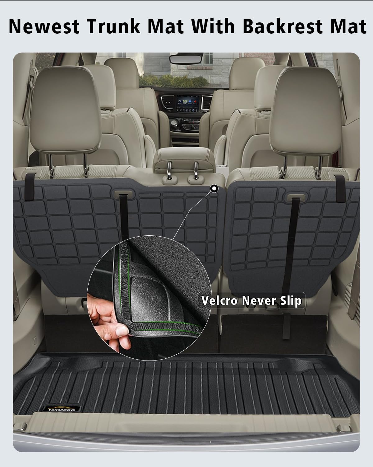 Floor Mats & Cargo Liner for Chrysler Pacifica 2017-2025 2026 Gas 7-Seater Touring (Non Hybrid&Non Pinnacle) All Weather TPE Rubber Trunk Mat Automotive Floor Liners for Pacifica Fuel 2025 Accessories