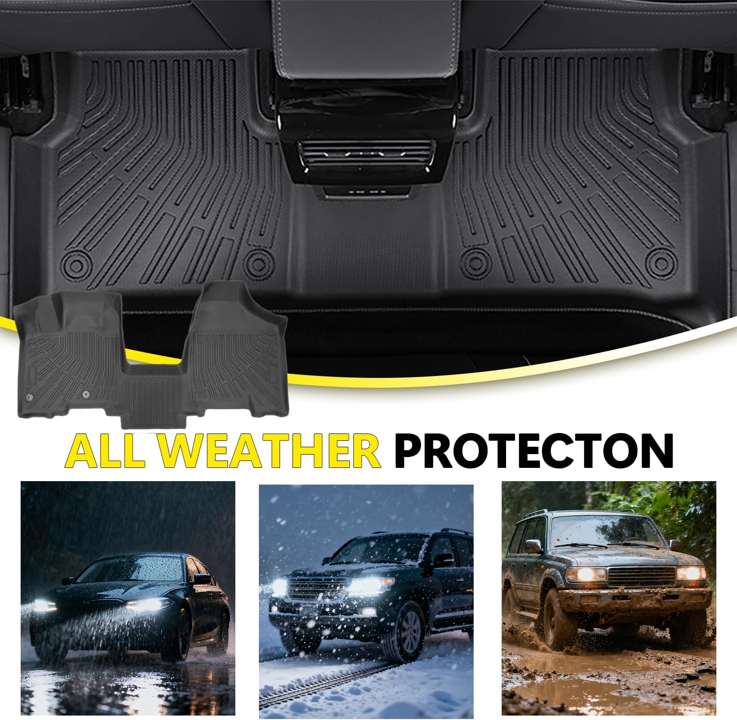 Floor Mats Compatible with Toyota Sienna 2004-2010(7/8 Seats),All Weather Protection Duarble TPE Cargo Liner with Backrest Mats Accessories Compatible with Toyota Sienna 2004-2010(7/8 Seats)