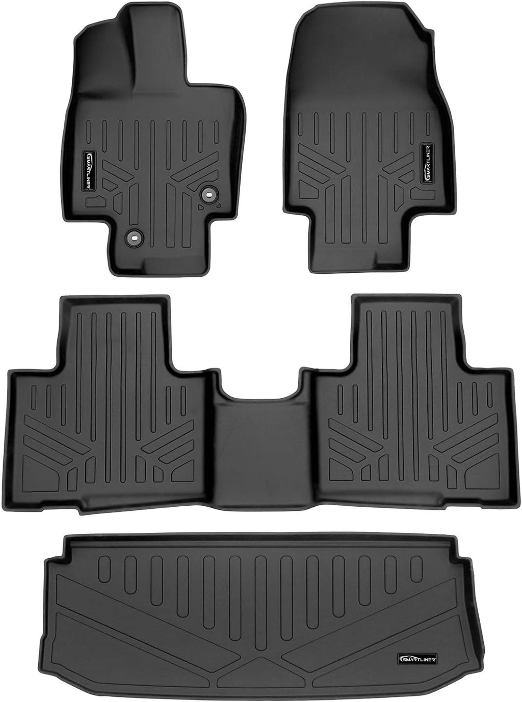 SMARTLINER Floor Mats 2 Rows & Cargo Liner Behind 3rd Row Set Compatible with 2020-2025 Toyota Highlander