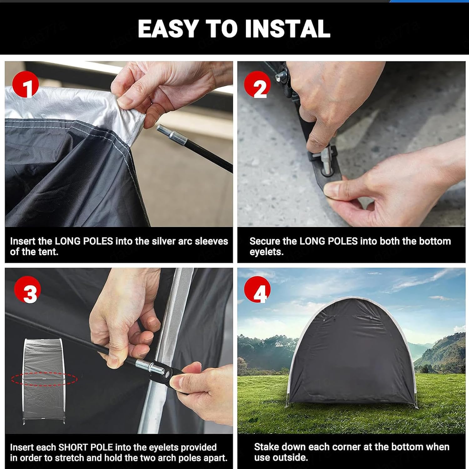 2 PCS Bike Tent Outdoor Storage Waterproof Can Be Spliced Bike Tent Outdoor Storage Waterproof for 2/3/4/5 Bikes Plastic Sheds,Yellow