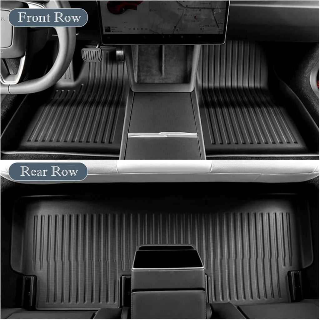 TPE 2024 2025 Compatible with Tesla Model 3 Highland Floor Mats All Weather Front Rear Cargo Liner Mat Waterproof Anti-Slip Mats Accessories(6pcs LHD)