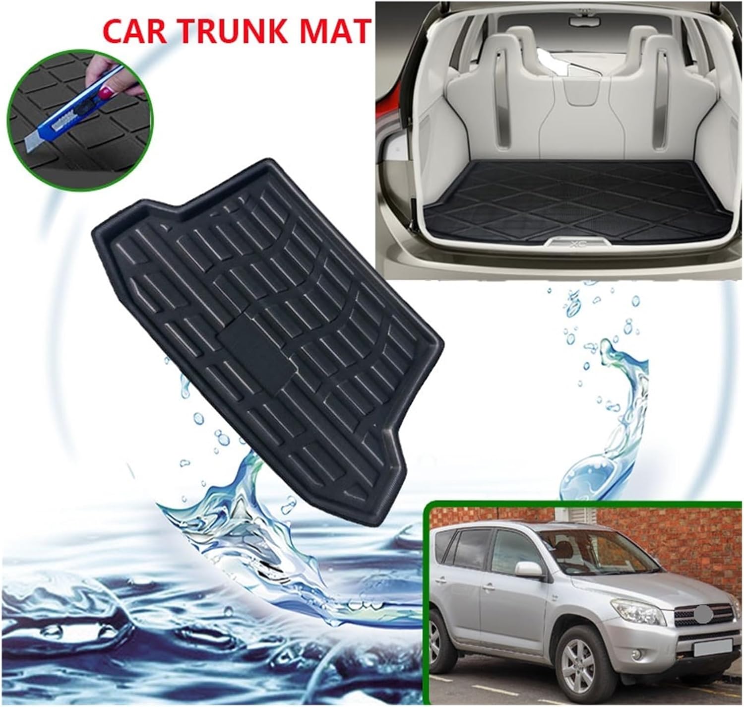 Compatible with Toyota RAV4 RAV 4 2008 Vanguard 2007 XA30 2006~2012 2009 Rear Trunk Tray Cargo Boot Liner Mat Floor Carpet Car Accessories