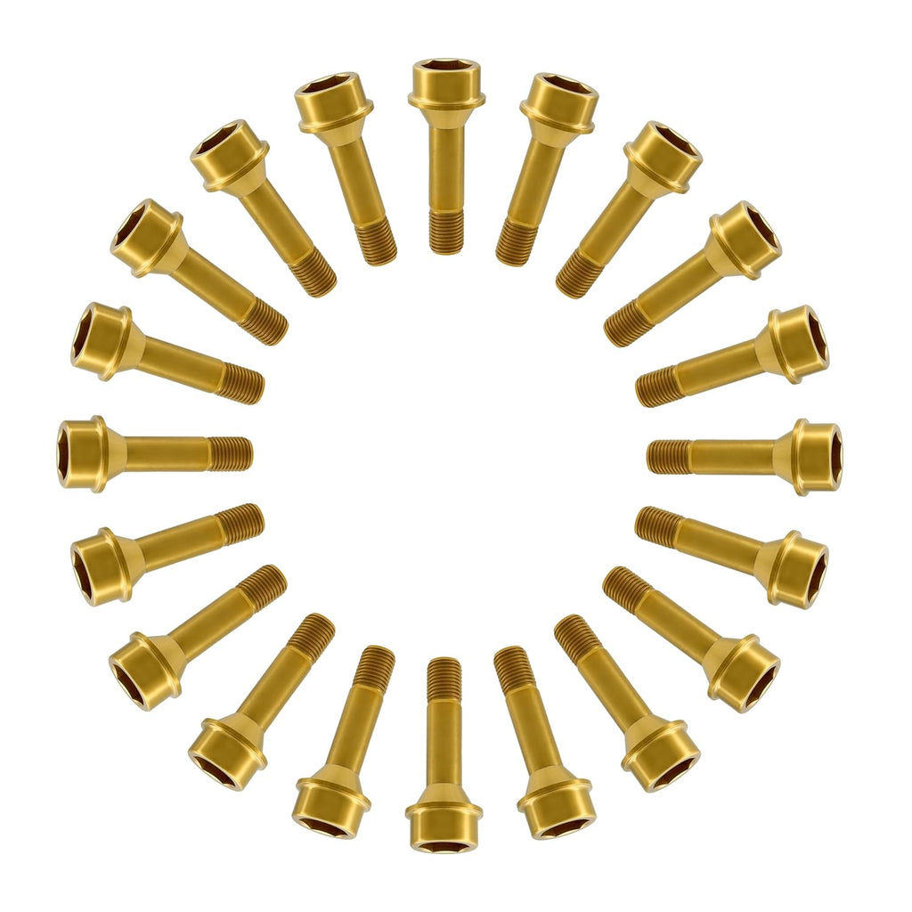 RISON Titanium Wheel Lug Bolts M14x1.5x52/67mm Lug Bolts Aerospace Grade 6AL4V Lightweight and Durability Lug Bolt Car Accessories for Ferrari Pack of 20pcs (Gold, M14X1.5X67mm)