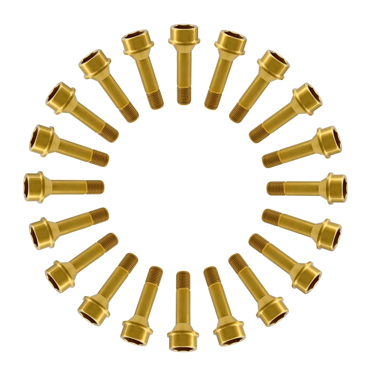 RISON Titanium Wheel Lug Bolts M14x1.5x52/67mm Lug Bolts Aerospace Grade 6AL4V Lightweight and Durability Lug Bolt Car Accessories for Ferrari Pack of 20pcs (Gold, M14X1.5X67mm)