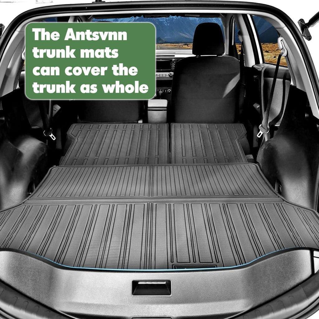 Fit for 2013-2018 Toyota RAV4 Floor Mats Cargo Mat Backrest Mat, All-Weather 3D Custom Interior Car Cargo Trunk Liners Fit LE/SE/XLE/Limited/Platinum/Adventure, AWD&FWD Accessories（Full Set）