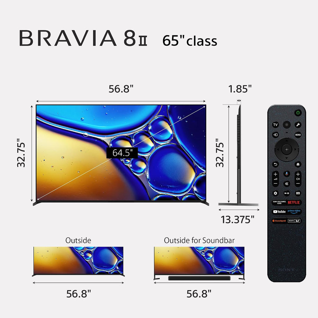 SONY K65XR80M2 65 Inch Bravia 8 QD-OLED 4K HDR Google TV with a Kanto R400 Recessed in-Wall Full Motion Articulating Mount (2025)
