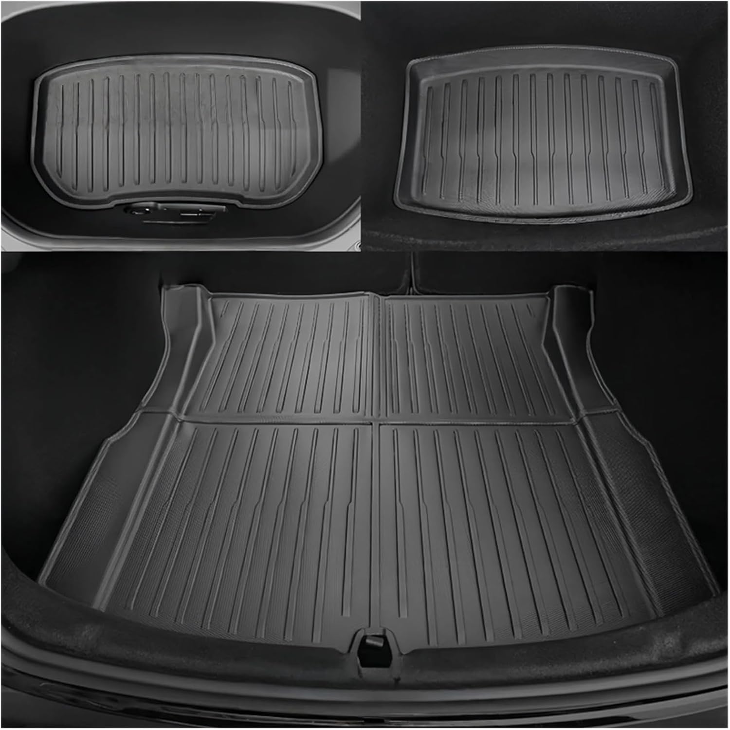 Compatible For Tesla Model 3 Highland 2024 2025 Floor Mats TPE Waterproof Anti-Slip Trunk Mat Rubber Driver Passenger Rear Cargo Liner(3pcs RHD)
