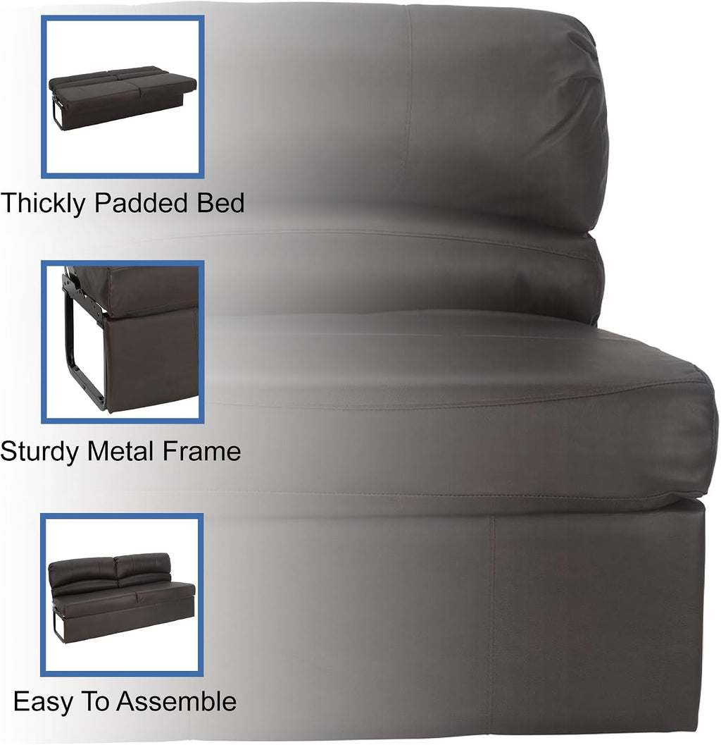 RecPro Charles RV Jackknife Sofa | Love Seat | Sleeper Sofa | Length Options 62', 68', 72' (72 Inch, Chestnut)