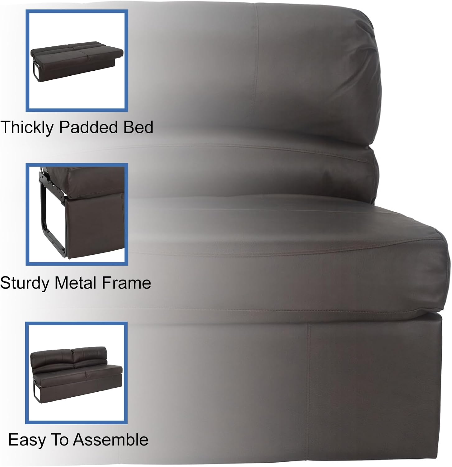 RecPro Charles RV Jackknife Sofa | Love Seat | Sleeper Sofa | Length Options 62', 68', 72' (72 Inch, Chestnut)
