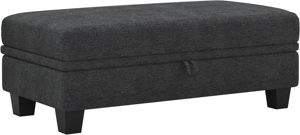 Belffin Fabric Large Ottoman with Storage for Modular Sectional Couch. Dark Grey.