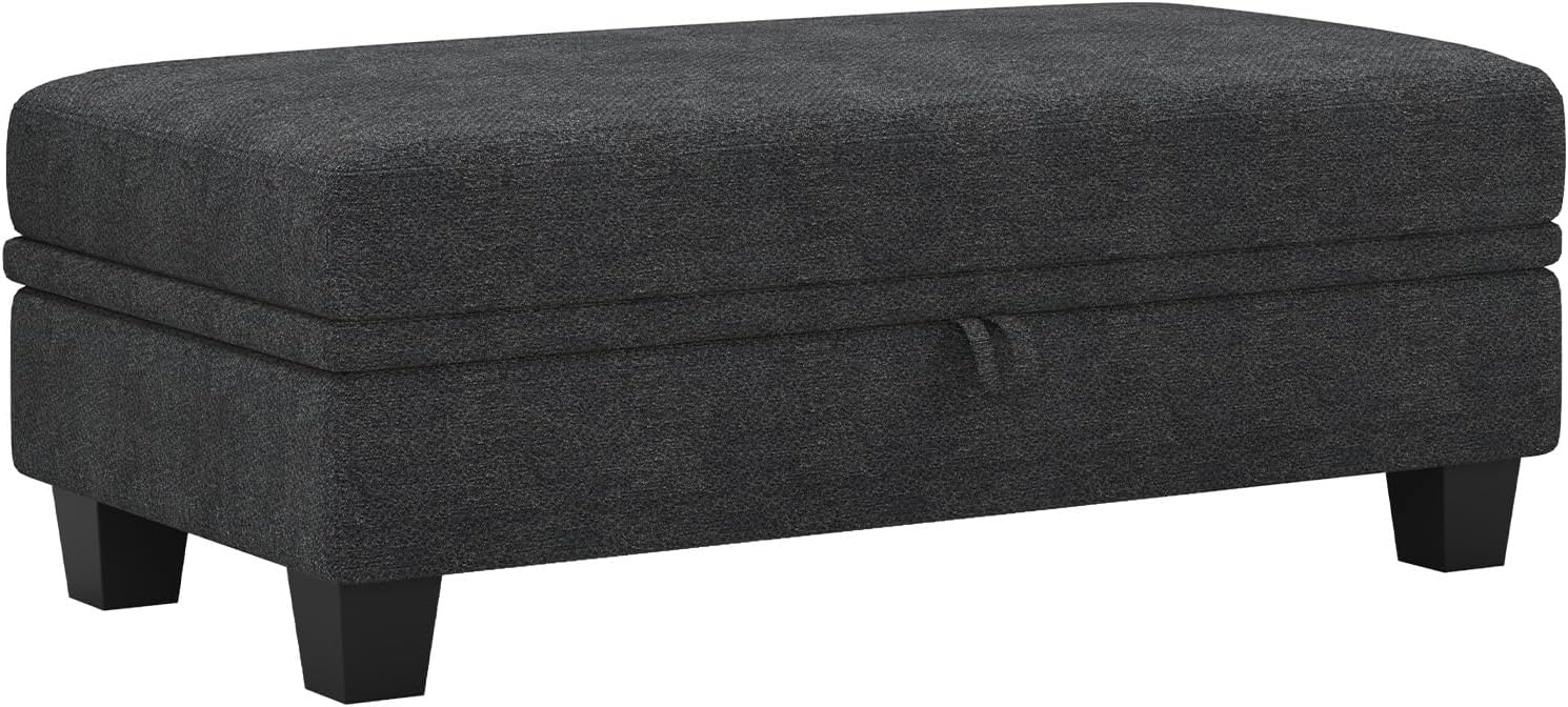 Belffin Fabric Large Ottoman with Storage for Modular Sectional Couch. Dark Grey.