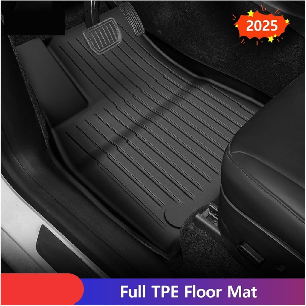 NovaAcc 2025 2024 Floor Mats Cargo Liners Compatible with Tesla Model Y 3 Highland 5-Seat All Weather TPE Cargo Trunk Mats Accessories(3 2025 Floor mat)