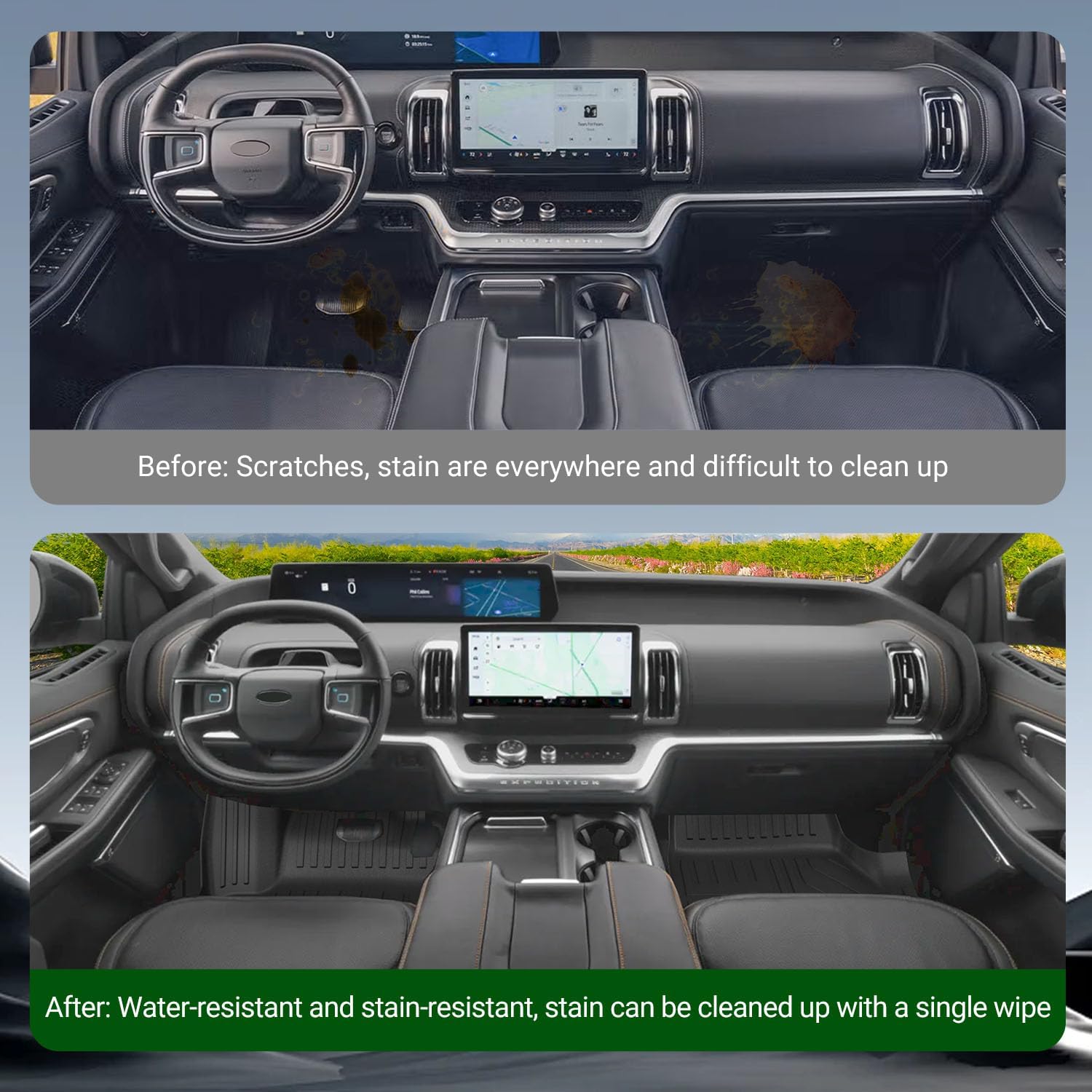 xipoqix 7 Seats Floor Mats Cargo Mat Backrest Mat Compatible with 2025 2026 Ford Expedition Replacement for 2025 2026 Ford Expedition Accessories (Trunk Mat+Backrest Mats+Floor Mats)