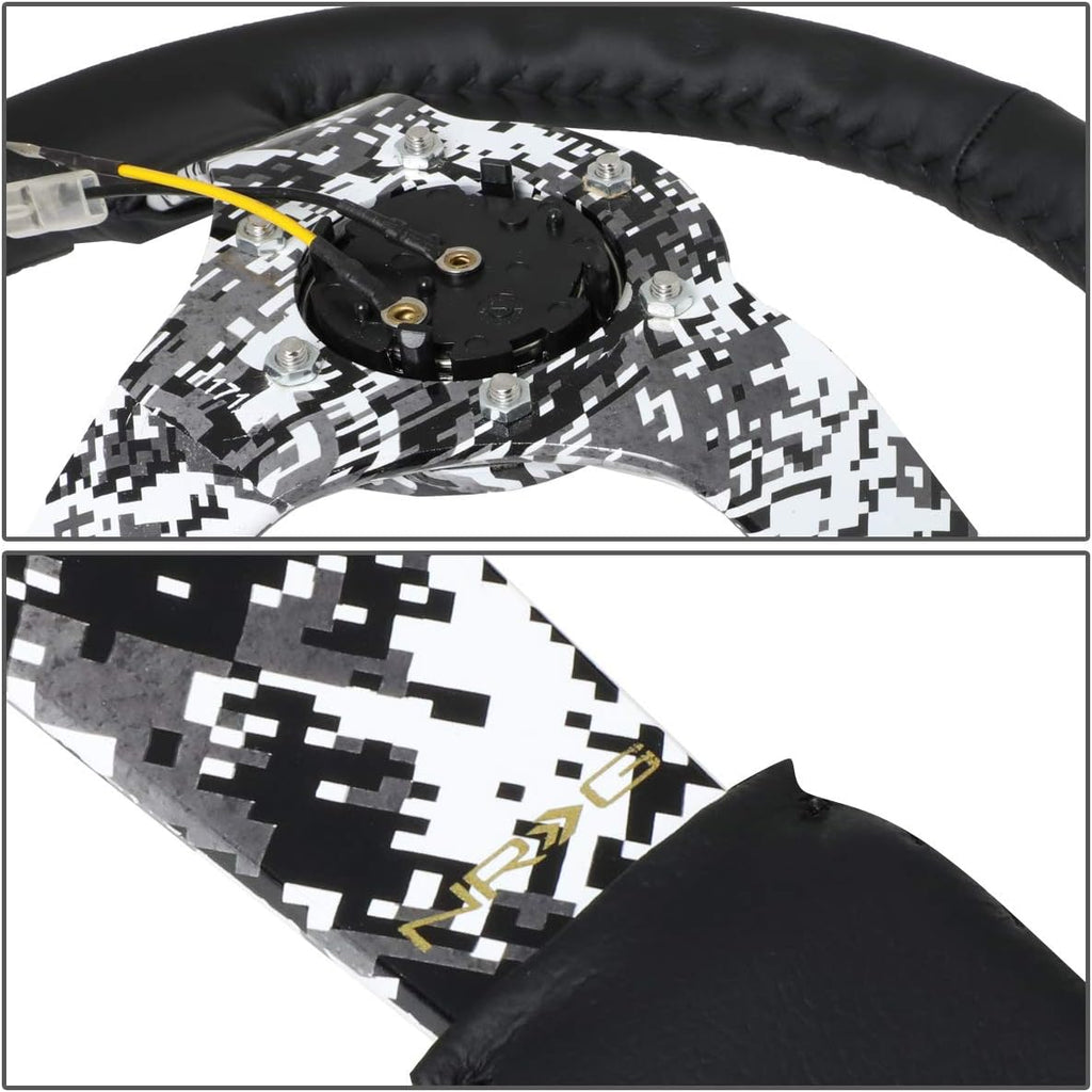 NRG Hydro Dipped Digital Camo Leather Steering Wheel RST-036DC-R + USPL STICKER