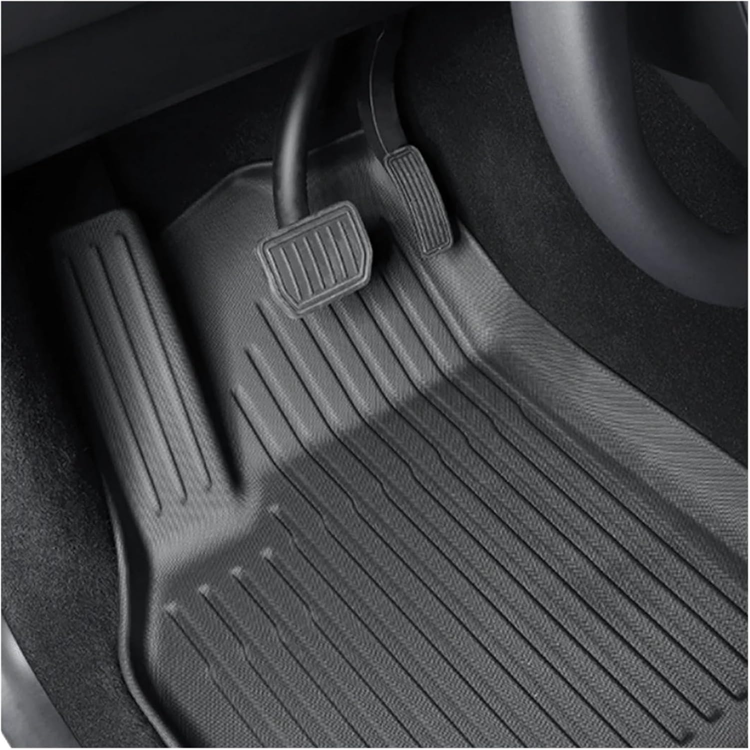 Compatible with Tesla Model Y Launch 2025+ Juniper 2025+ TPE Floor Mats & Cargo Liner, All Weather Trunk Mats Floor Liner Backrest Mats(Black one Set,Left Hand Drive)