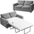 Marsail Pull Out Sofa Bed, Full Size Sleeper Sofa with Memory Foam Mattress, 2 USB Charging and Removable Covers, Loveseat for Living Room, Apartment, Supports 600 LBS, Chenille Fabric, Grey