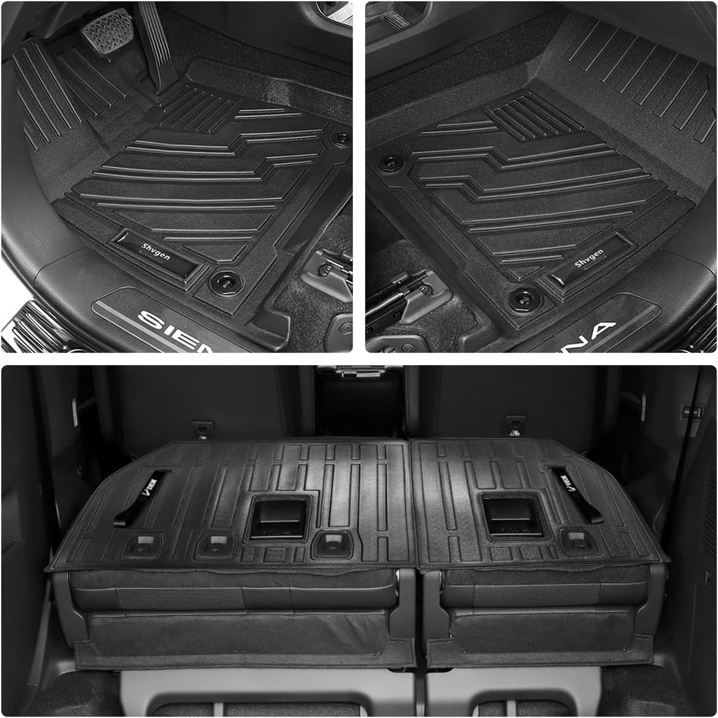 Compatible for 2021-2025 2026 Toyota Sienna Floor mats Full Set All Weather car Floor mats for Toyota Sienna 2026 2025 2024 2023 2022 2021 Accessories (Only Fit 8 Passenger Model with Spare tire)