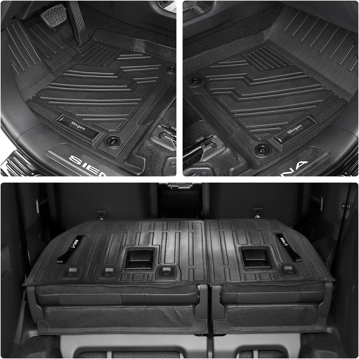 Compatible for 2021-2025 2026 Toyota Sienna Floor mats Full Set All Weather car Floor mats for Toyota Sienna 2026 2025 2024 2023 2022 2021 Accessories (Only Fit 8 Passenger Model with Spare tire)