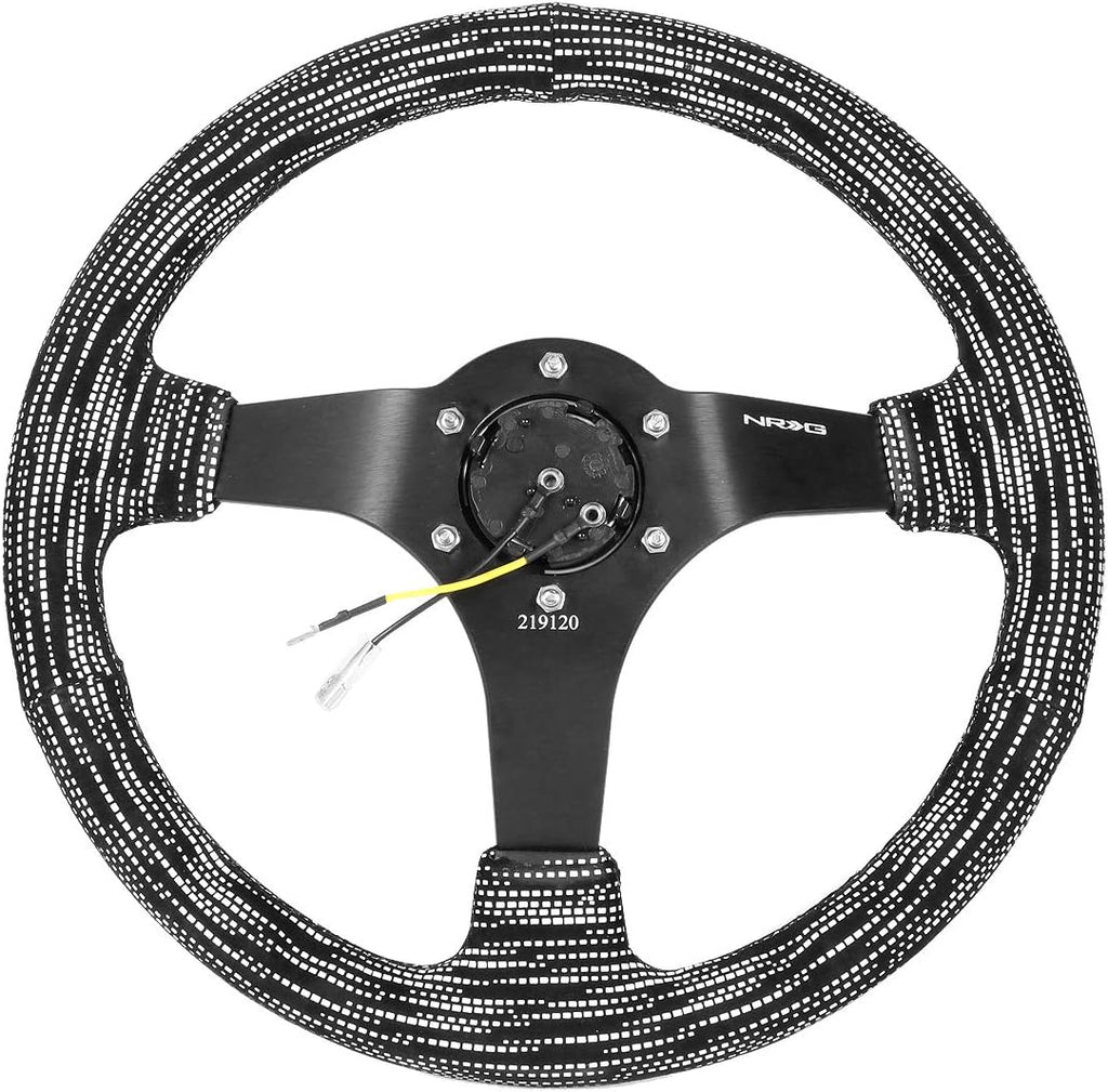 Auto Dynasty NRG Innovations Reinforced RST-036MB-SA-H Aluminum 350mm 3 Inches Deep Dish Black Spokes Steering Wheel