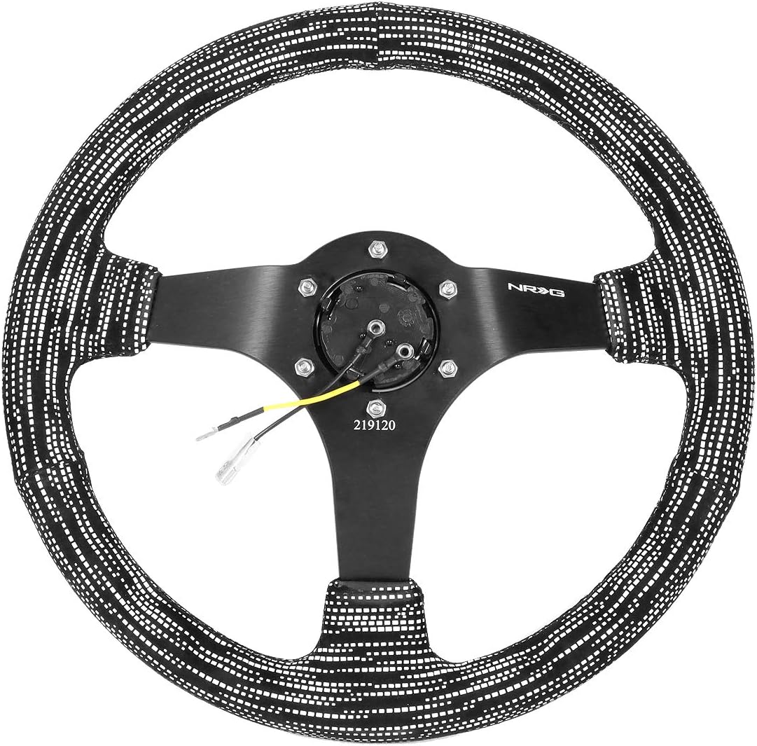 Auto Dynasty NRG Innovations Reinforced RST-036MB-SA-H Aluminum 350mm 3 Inches Deep Dish Black Spokes Steering Wheel