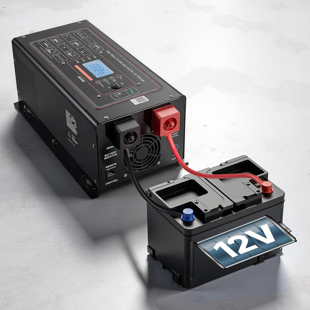 VEVOR Pure Sine Wave Inverter Charger, 1200W, DC 12V to AC 120V Power Inverter with LCD Display, Remote Control, Low Frequency, for RV Camper Home, Compatible with 12V LiFePO4 Lithium Batteries