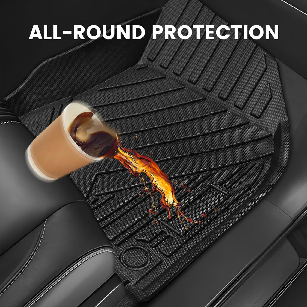Compatible for 2014-2019 Toyota Highlander Floor Mats & Seat Back Cover & Cargo Liner 7 Passenger Model All-Weather TPE Floor Mats Compatible with Toyota Highlander Accessories (Full Set)