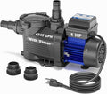 AQUASTRONG 1 HP Above Ground Pool Pump with Timer, 1.25'&1.5''adapter, 115V, 4945GPH, High Flow, Powerful Self Primming Swimming Pool Pumps with Filter Basket
