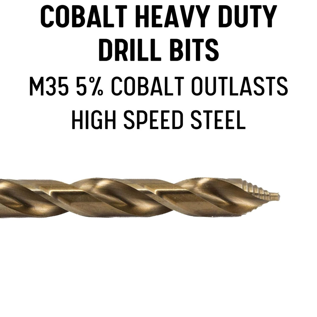 Drill America 5 Piece Cobalt Stepped Drill Bit Set with 1/2' Reduced 3-Flat Shank, Gold Oxide Finish for Drilling Acrylic, Steel, Hard Metals, GSC Series