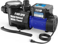 Aquastrong In/Above Ground Pool Pump Dual Speed with Timer High Flow Self Primming Swimming Pool Pump,Blue