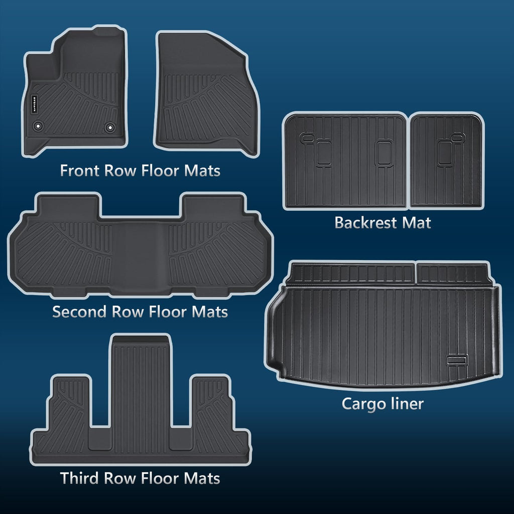 Fit for Buick Enclave 2025 2026 & for Chevy Traverse (7 Seats) 2024 Floor Mats & Cargo Liner All Weather Protection,Anti-Slip TPE Floor Mats & Trunk Mat for Buick Enclave & for Traverse Accessories