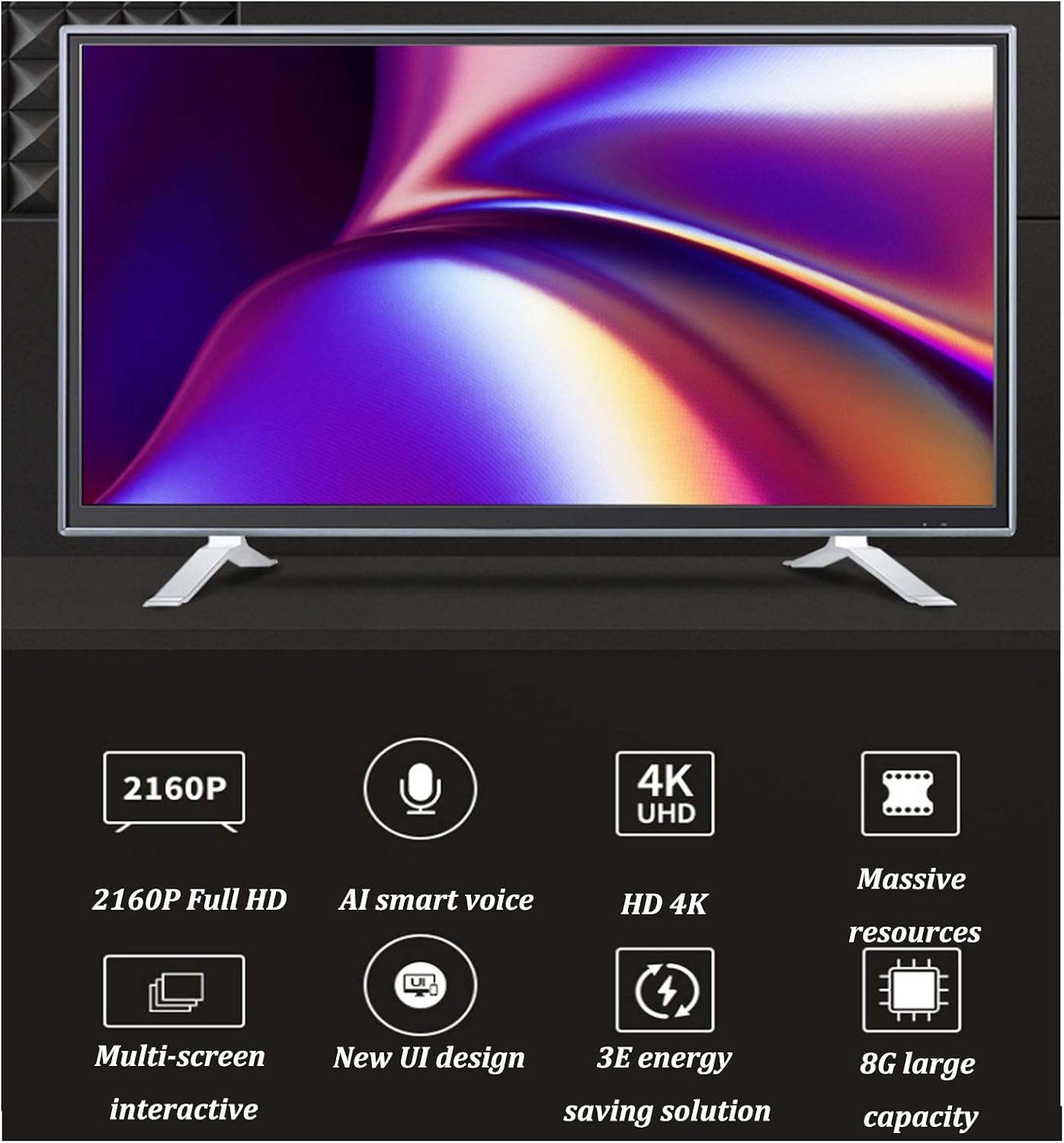 Ultra-Thin Explosion-Proof Smart TV High-Efficiency Decoding Flat-Panel HD TV Family Hotel Anti-Collision TV 32/42/46/55/60 Inches (Online Version 46 inch)
