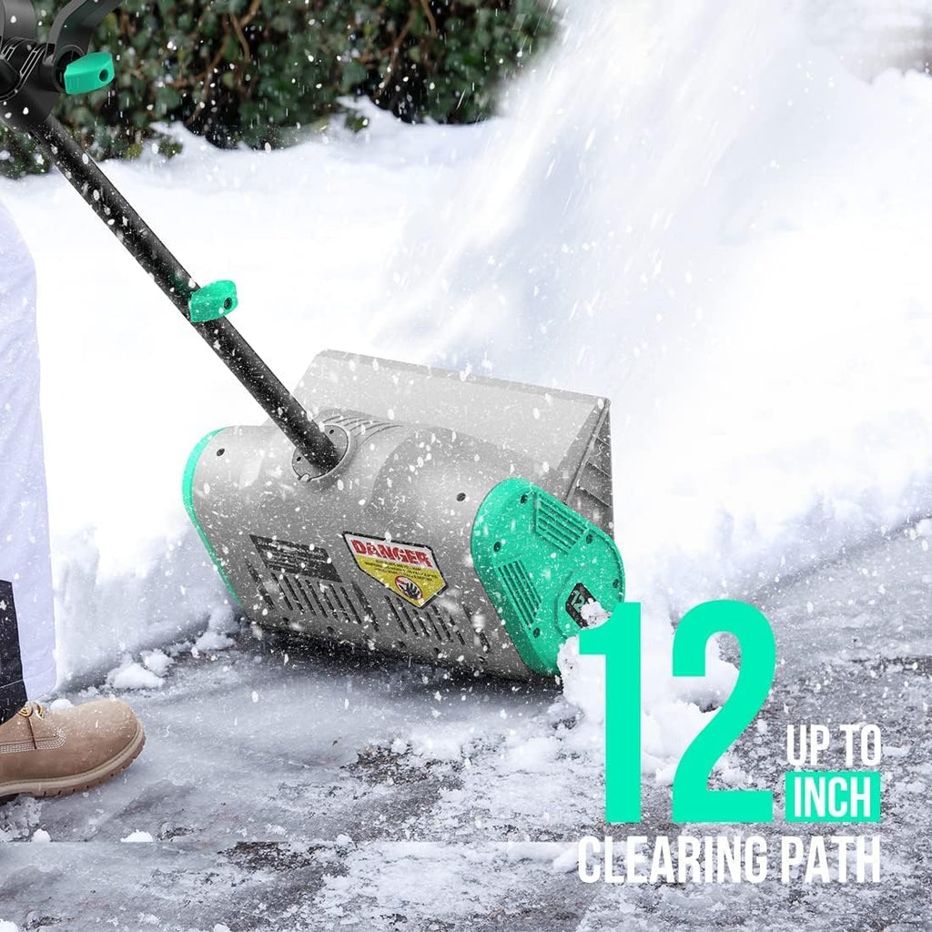 Litheli 20V Cordless Leaf Blower & Snow Shovel Combo, Battery Powered Outdoor Cleaning Tools Kit, 350 CFM 85 MPH Blower + 12-Inch Snow Thrower, 2×4.0Ah Li-ion Batteries & 2 Fast Chargers Included