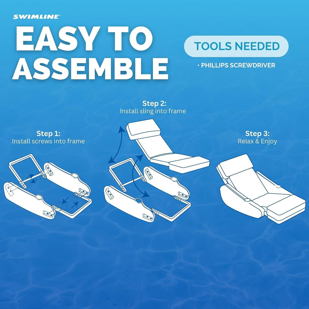 SWIMLINE ORIGINAL 10010M Sunchaser Padded Luxury Lounge Chair Pool Float | Molded Frame & Pontoon Design | Pool Floats Adult | Pool Lounger | Pool Accessories | Pool Chairs and Lounges For In Pool