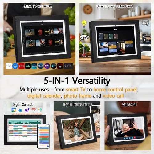 10 Inch Small Smart TV with ATSC Tuner & Touch Screen, 5-in-1 Kitchen TV with Home Control Panel, Video Call, Calendar & Photo Frame Functions, Portable MINI for Bedroom, RV, Camper