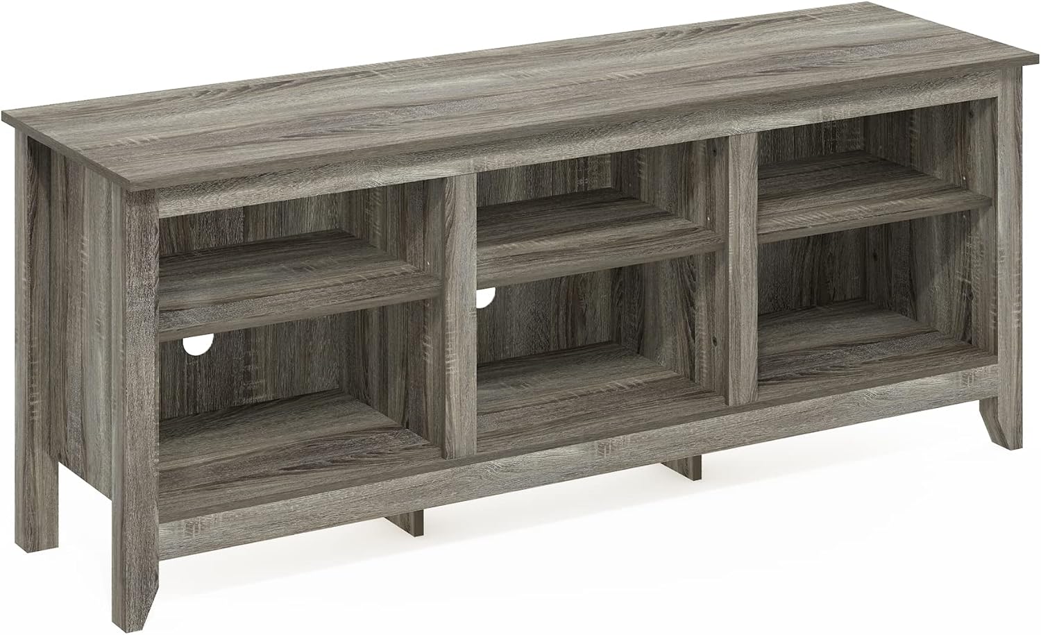 Furinno Jensen TV Stand with Shelf, 65-Inch, French Oak Grey
